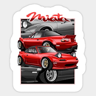 The Legendary Red Miata Roadster of the 90s Sticker